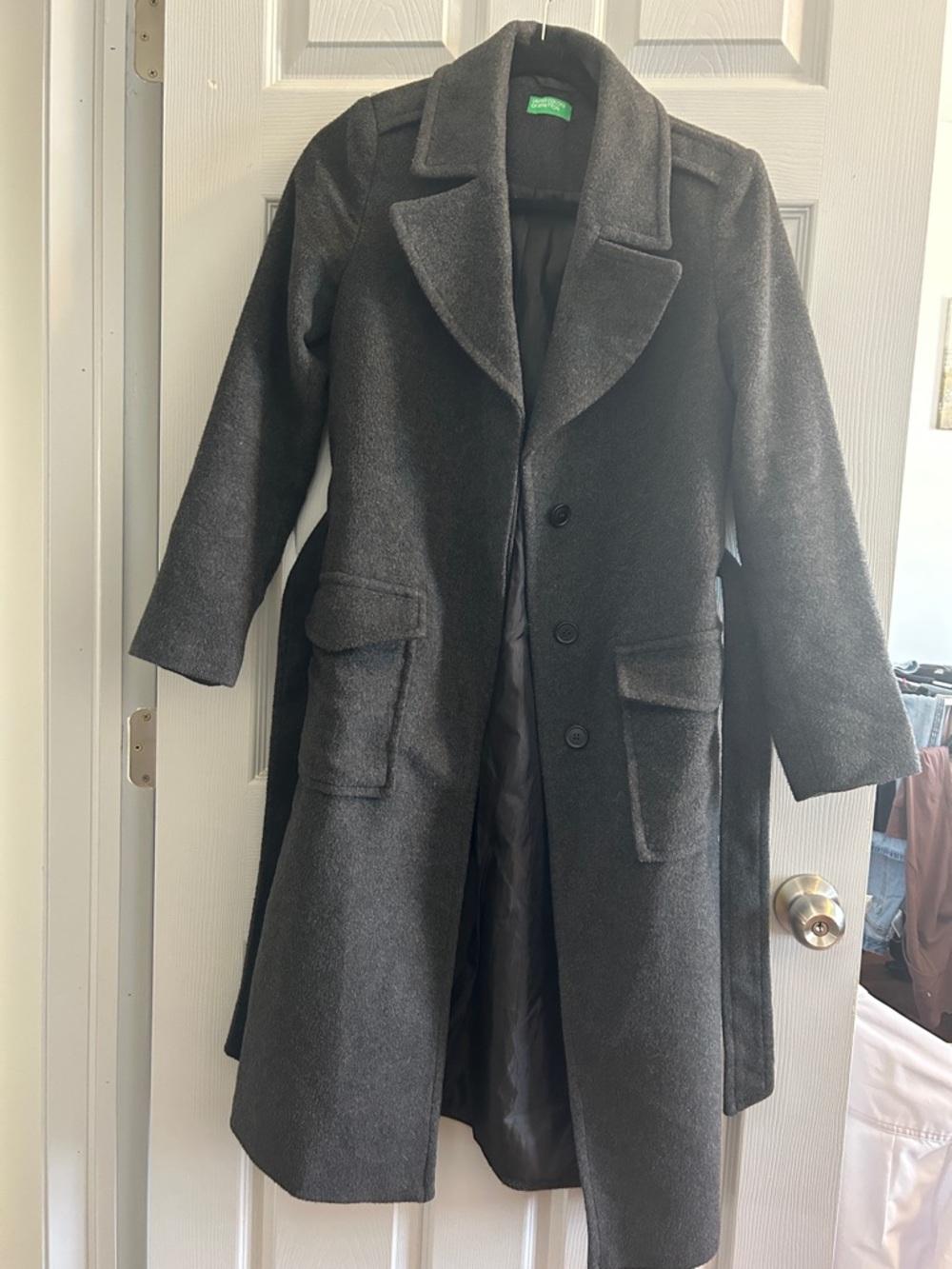 United Colors Of Benetton Dark Gray Long Trench Coat